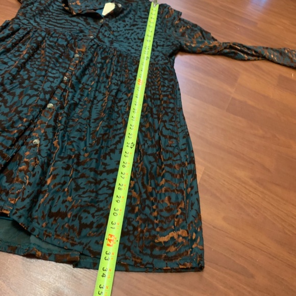Baby Doll velvet shirt dress in teal bronze brown boho/western animal print - Picture 10 of 12